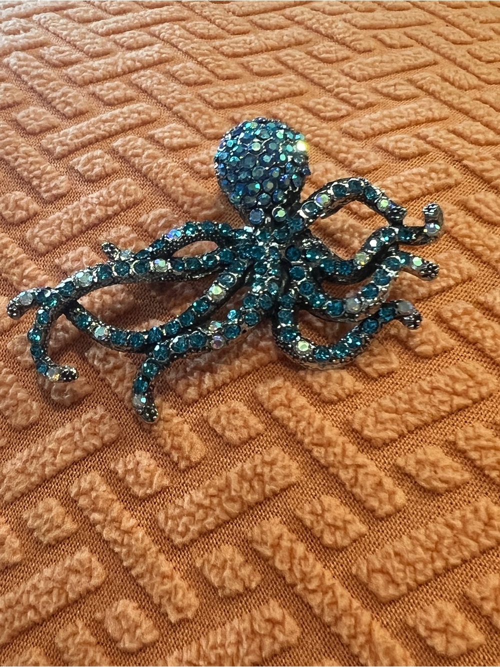 Blue Crystal Octopus Brooch